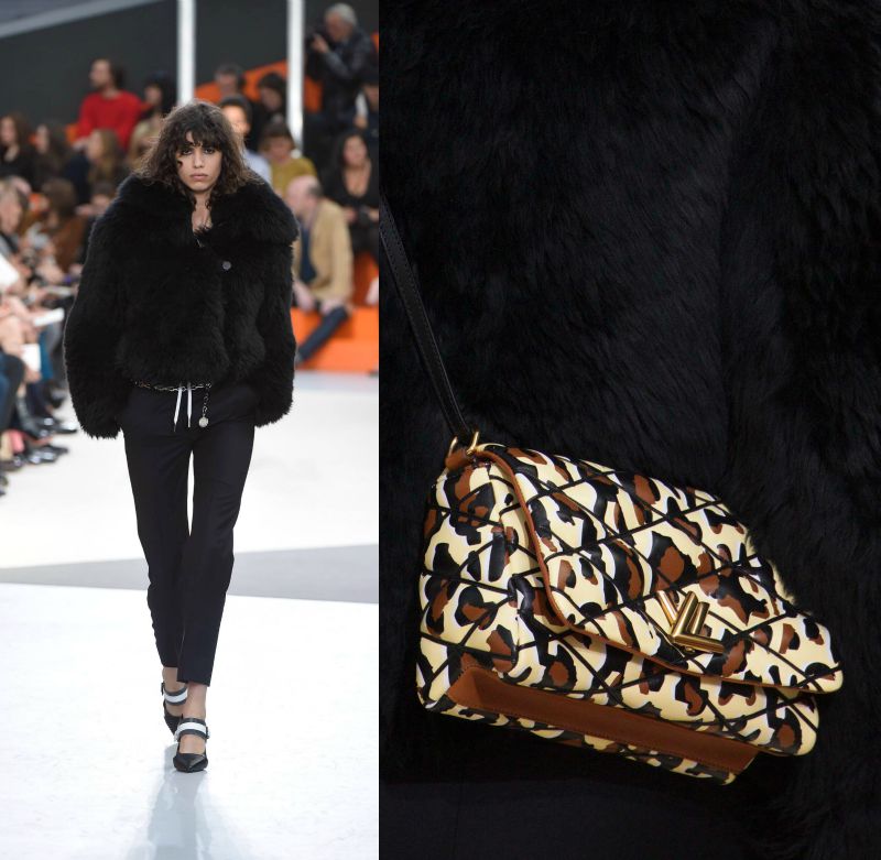 mode-automne-hiver-2015-femme-manteau-court-fausse-fourrure-noire-pantalon-noir-sac-bandouliere