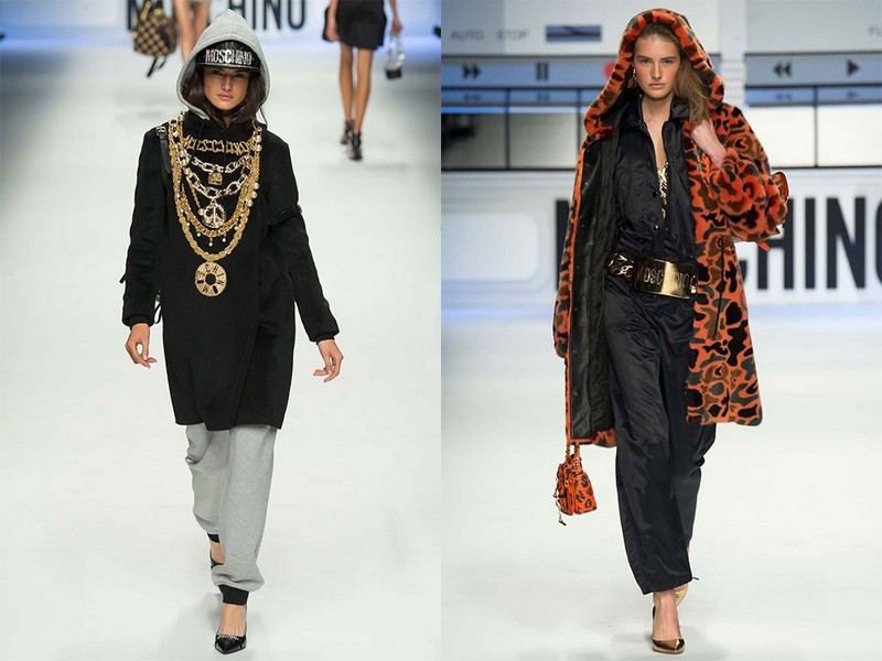 mode-automne-hiver-2015-femme-manteau-fausse-fourrure-orange-pull-long-pantalon-sport-gris