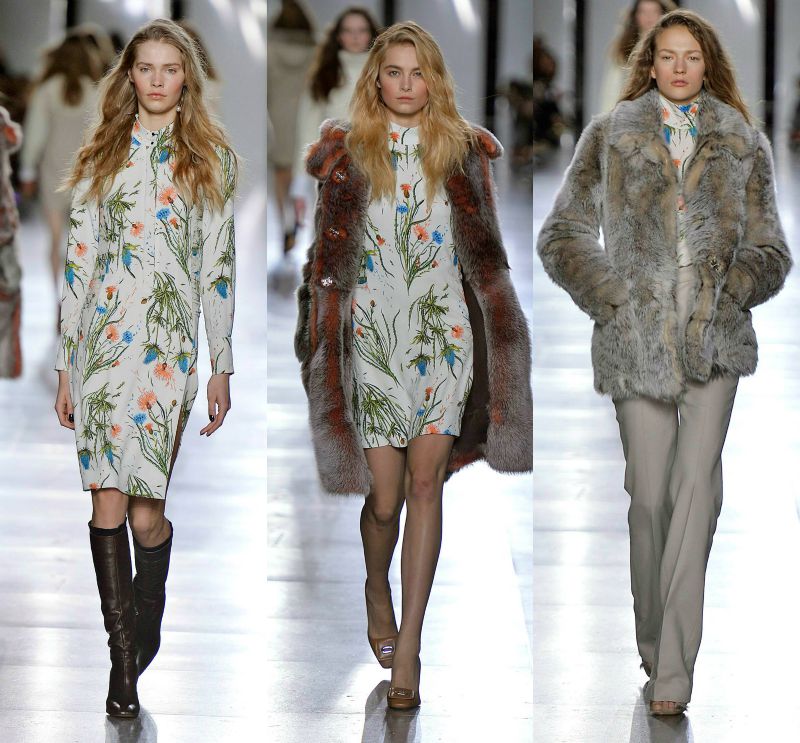 mode-automne-hiver-2015-femme-manteaux-fausse-fourrure-pantalon-gris-robe-motifs-floraux mode automne hiver 2015