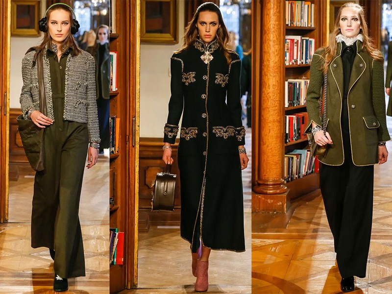 mode-automne-hiver-2015-femme-pantalon-palazzo-manteau-vert-olifve-manteau-long-noir-broderie