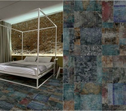 moquette chambre- art abstrait patchwork polyester J2 05 Yoyo