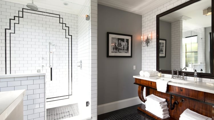 peinture-carrelage-salle-bain-careaux-blancs-style-metro-joints-noir peinture carrelage salle de bain