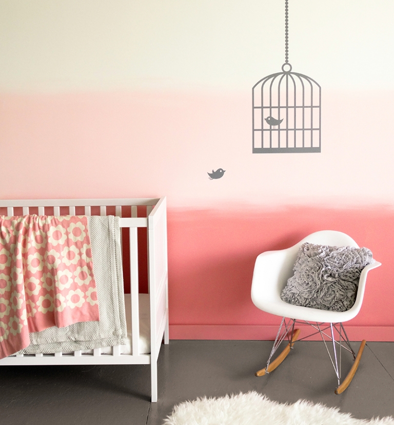 peinture-intérieur tendance dégradé rose pastel chambre bébé fille