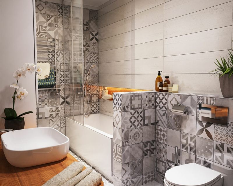 Petite salle de bains avec wc: 55 idées de meubles et déco Bains Orange décor de salle