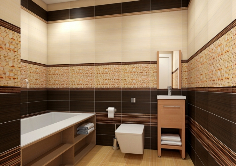 petite-salle-de-bains-baignoire-toilettes-sous-lavabo-revetement-mural