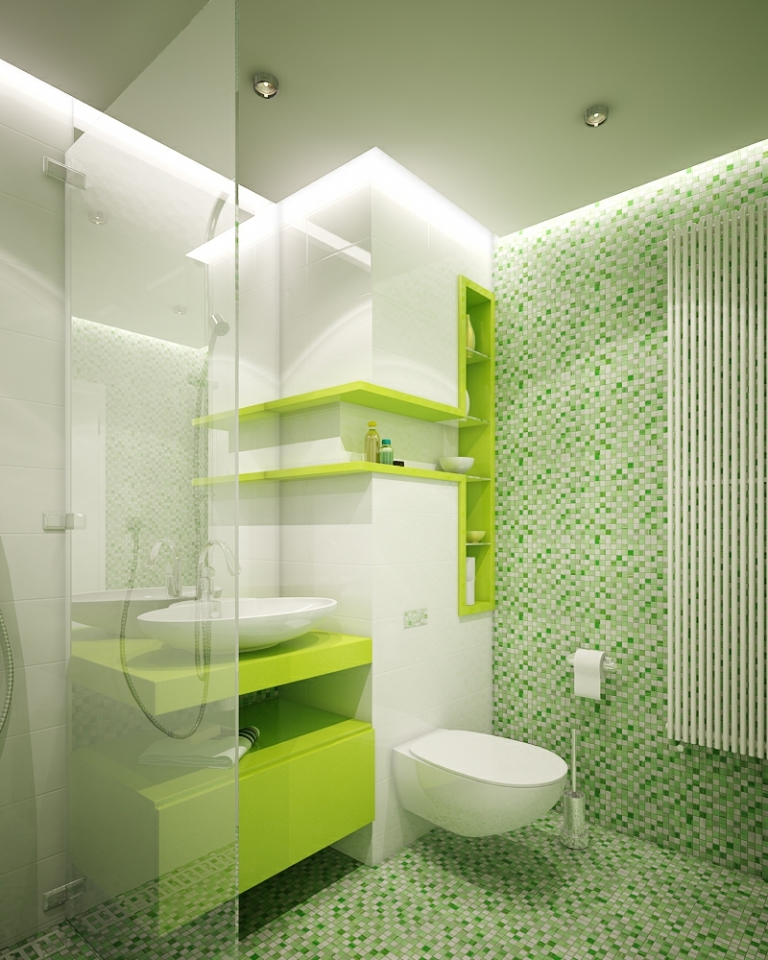 petite-salle-de-bains-mosaique-spots-encastres-etageres-rangement-toilettes