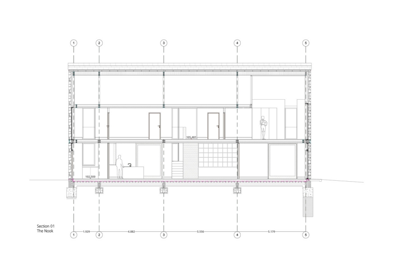 plan architectural maison rustique moderne bois pierre