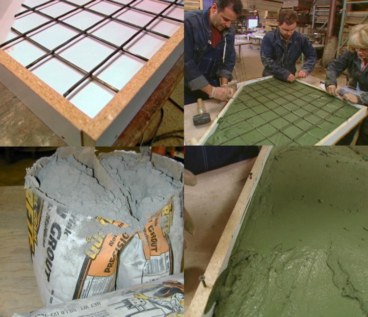 plan travail béton ciré construire soi-même béton teinté vert
