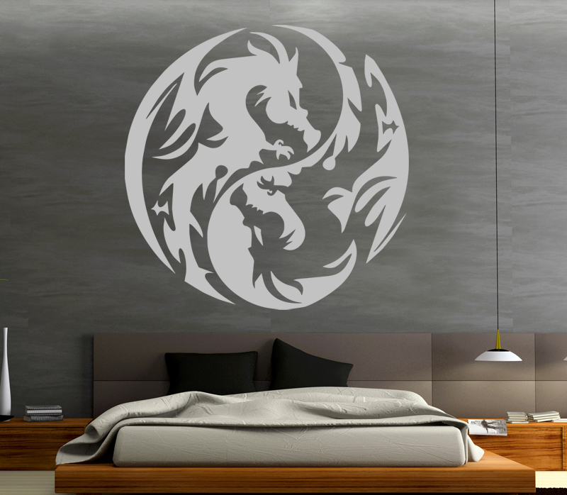 position-lit-feng-shui-lit-bois-bas-suspension-déco-murale-dragon-chinois