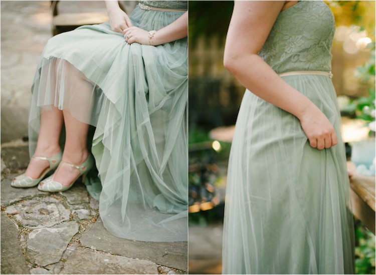 robe-mariée vert eau chaussures décoration mariage assorties