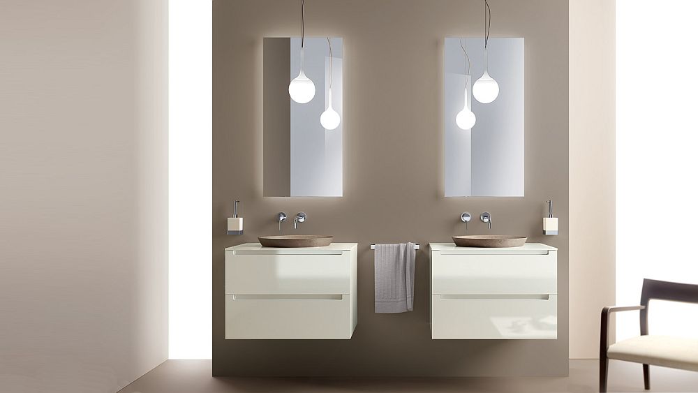 salle de bain italienne meubles double vasque suspendus Idro Scavolini