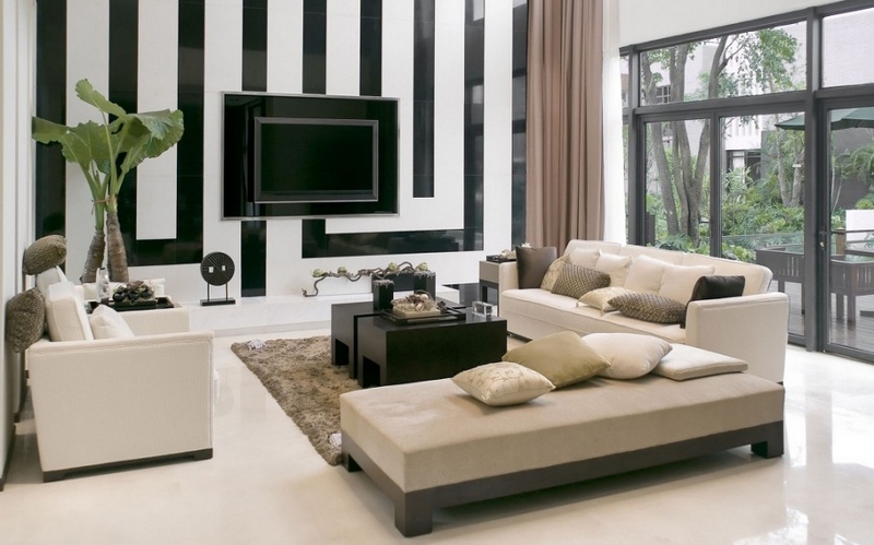salon-moderne-blanc-noir-beige-meubles-déco-feng-shui
