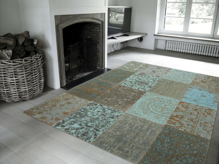 tapis-salon-carreaux-patchwork-nuances-grises-turquoise-beiges