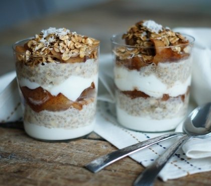 verrine sucrée dessert automne pommes gruau avoine quinoa