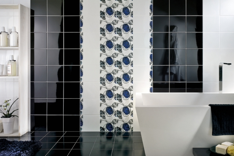 Carrelage salle de bain noir et blanc - duo intemporel très classe