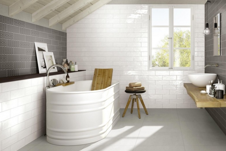 Carrelage salle de bain noir et blanc - duo intemporel très classe