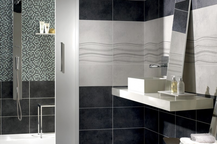 Carrelage salle de bain noir et blanc - duo intemporel très classe