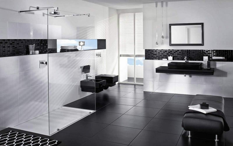 carrelage-salle-bain-noir-blanc-mosaique-noire-brillante