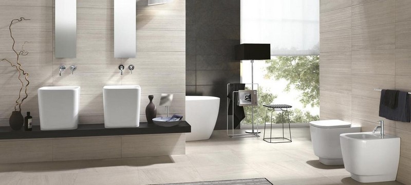 carrelage-salle-bain-noir-blanc-noir-blanc-sanitaire-blanc-ragno-natural salle de bain noir et blanc
