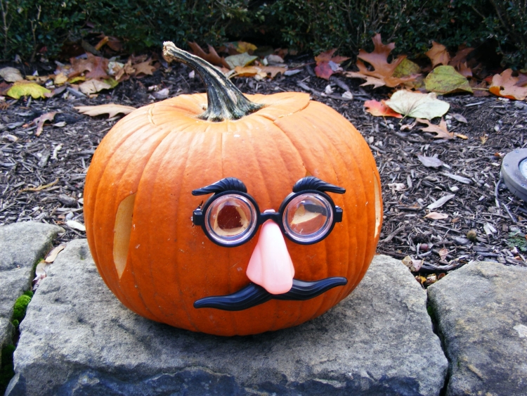 citrouille-Halloween-décorée-lunettes-nez-moustaches