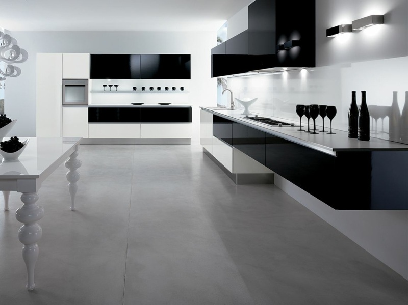 Cuisine noire mat et cuisine noire et blanche 48 inspirations Inspiration En Verre de table cuisine