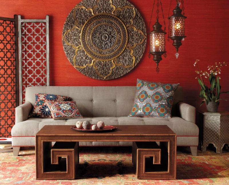 deco-orientale-deco-murale-metal-peinture-rouge-paravent-motif-traditionnel déco orientale 