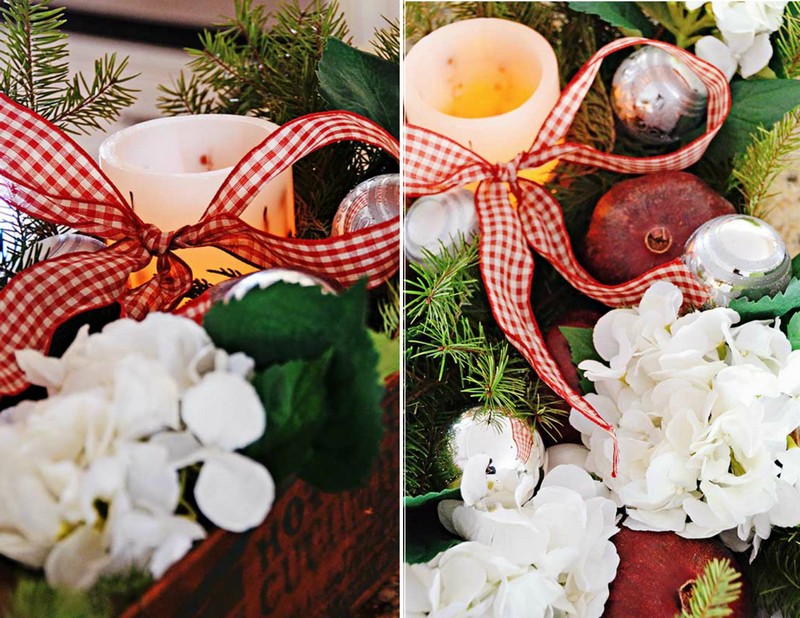 deco-table-noel-rouge-blanc-arrangements-hortensia-blanc-grenades-bougie-cylindrique-blanche