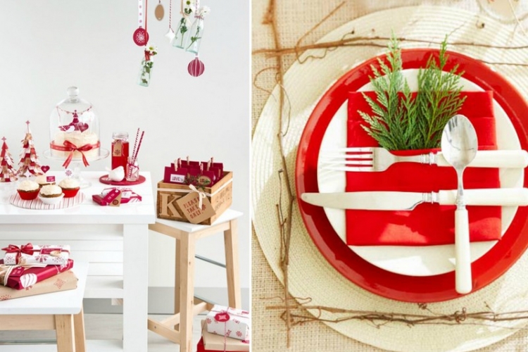Déco table Noël rouge et blanc -50 idées de déco moderne et traditionnelle