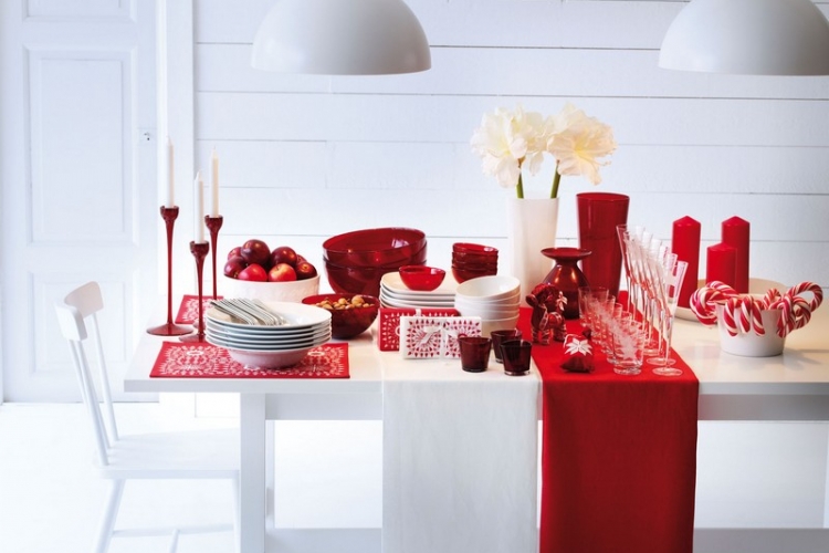 Déco table Noël rouge et blanc -50 idées de déco moderne et traditionnelle