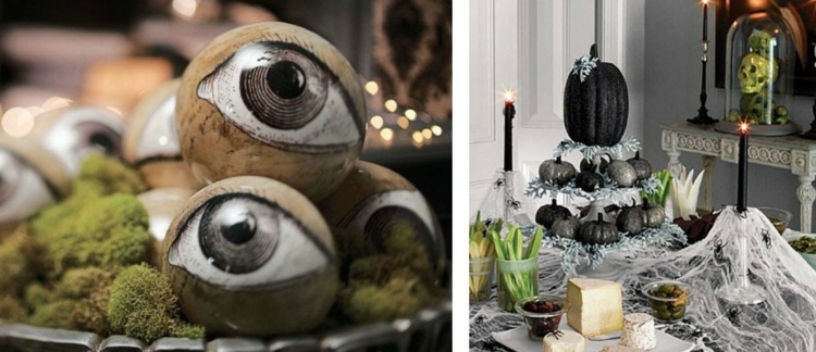 déco-Halloween-maison-citrouilles-gris-noirs-présentoir-gâteaux-yeux-mobiles