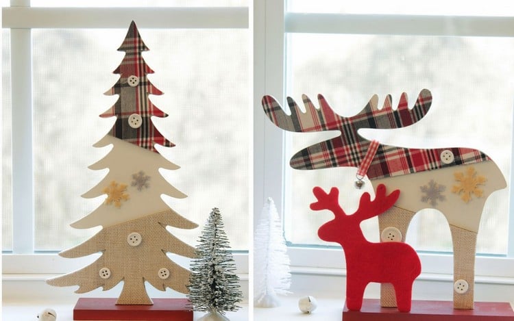 décoration-fenêtre-Noël-sapin-décoratif-cerfs-colorés-carton