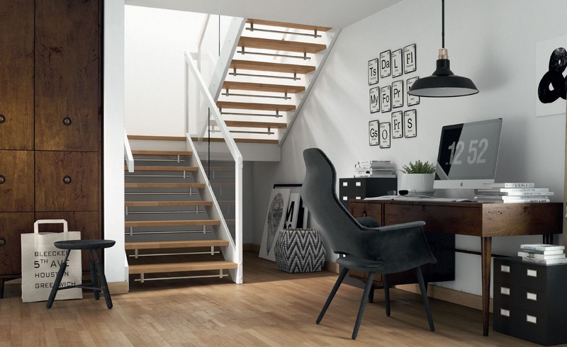 escaliers en bois -bois-blanc-Hagen