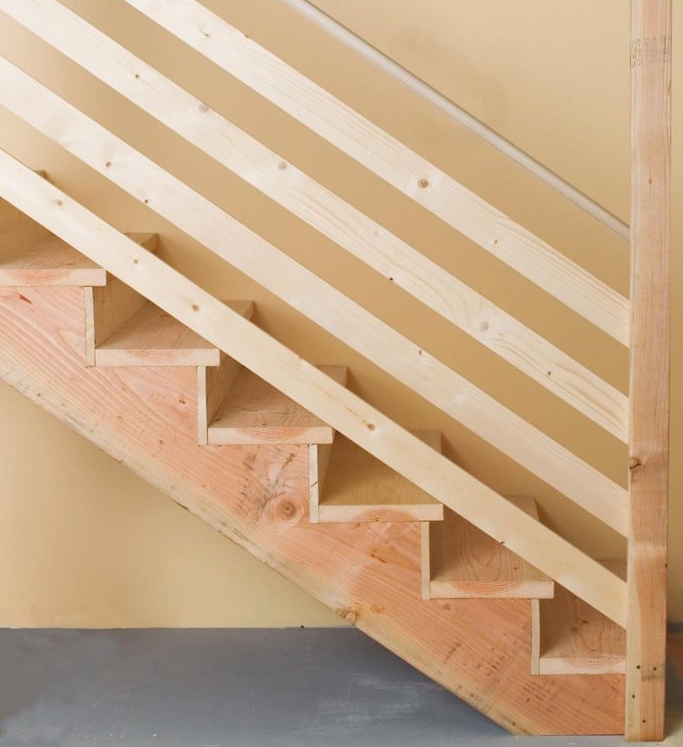 fabriquer-escalier-bois-garde-corps-lattes-bois-main-courante-bois fabriquer un escalier en bois 
