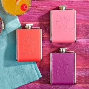 idée-cadeau-18-ans-flasques-cuir-pourpre-rose-corail