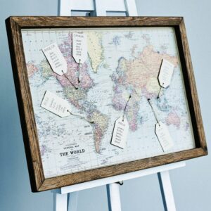 idée plan de table mariage thème voyages carte monde