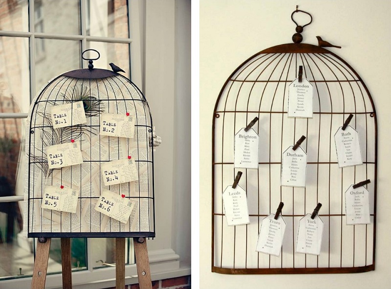 idée-plan-table-mariage-vintage-cage-oiseau-cartes-pinces