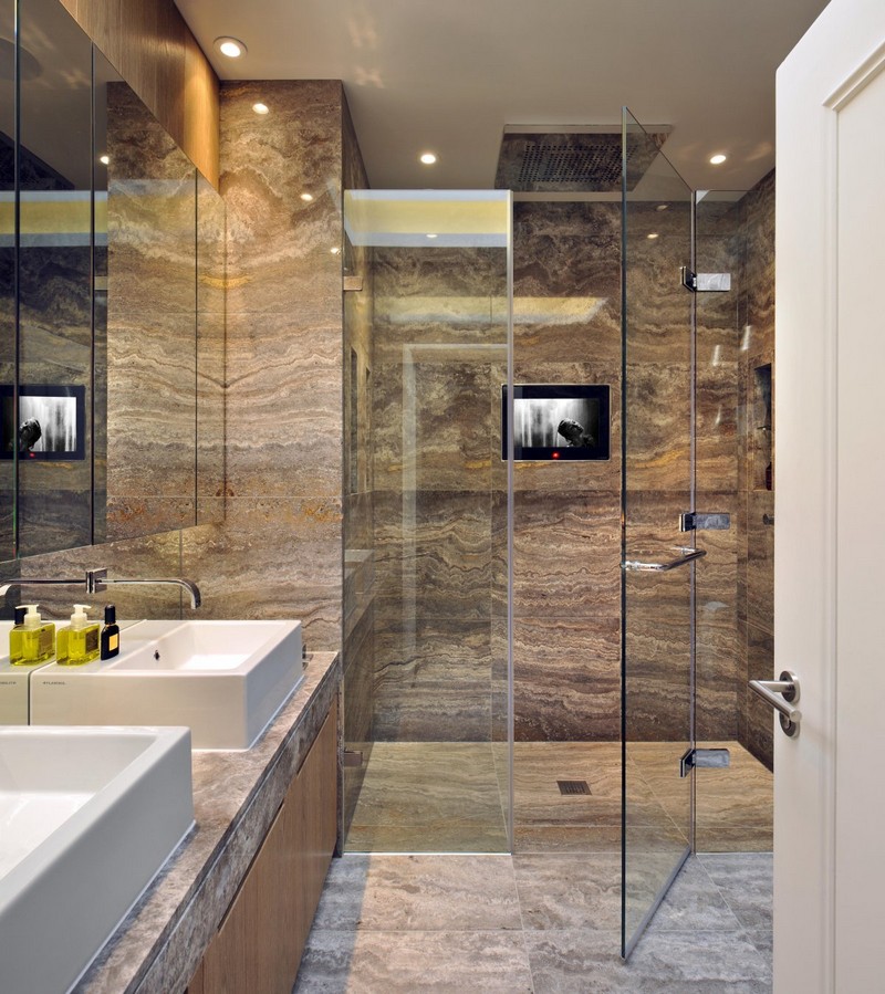 image-salle-bain-naturelle-carrelage-imitation-pierre-cabine-douche-verre image salle de bain