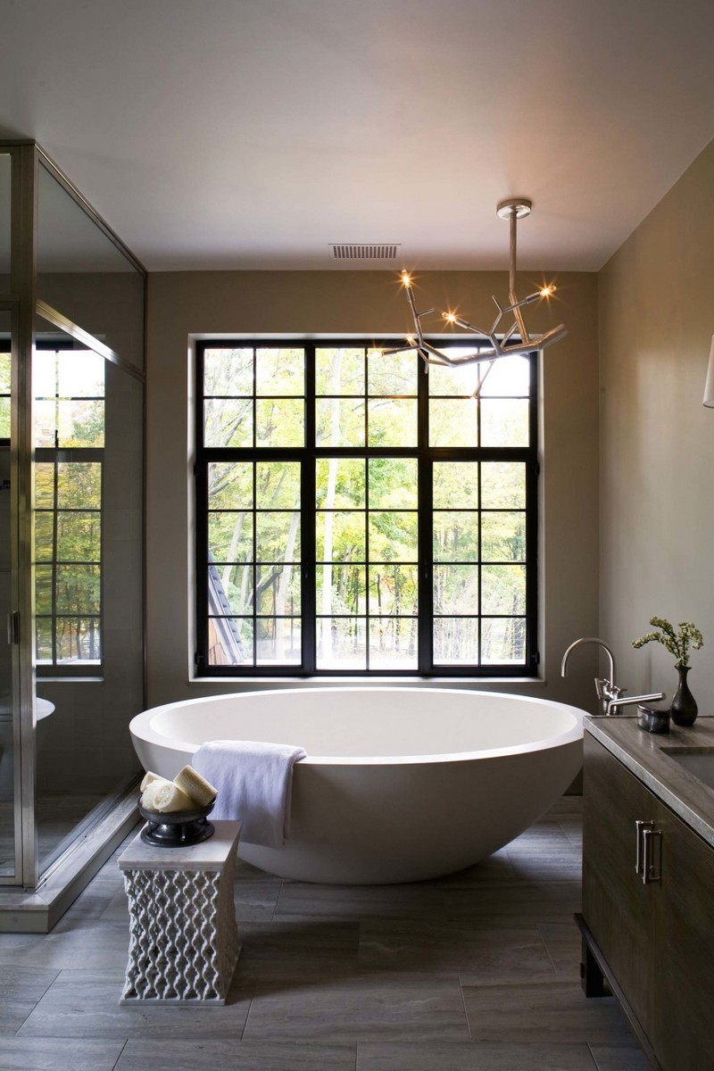 image-salle-bain-naturelle-carrelage-sol-bois-meuble-vasque-bois-baignoire-ilot image salle de bain