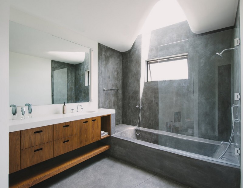 image-salle-bain-naturelle-meuble-vasque-bois-murs-beton image salle de bain