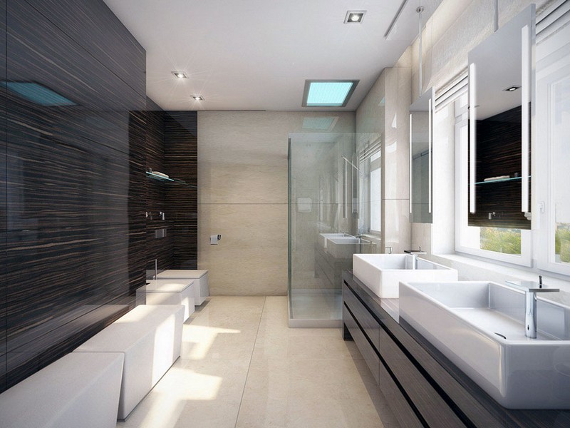 image-salle-bain-naturelle-panneau-mural-aspect-bois-brun-carrelage-grand-format-beige image salle de bain