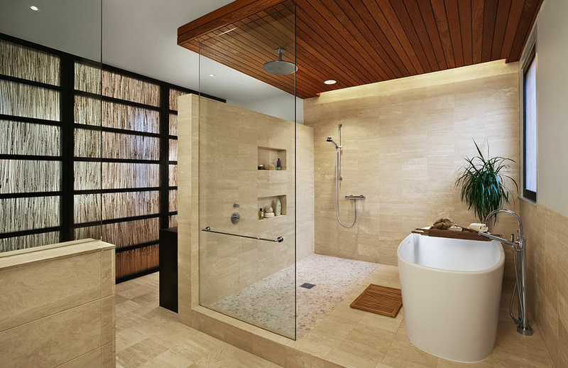 image-salle-bain-naturelle-plafond-bois-carrelage-imitation-pierre-naturelle image salle de bain