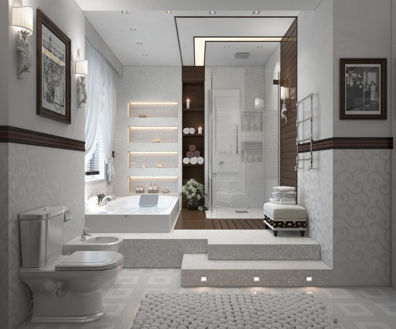 inspiration-salle-bain-blanc-bois-massif-mosaique-tapis-cabine-baignoire