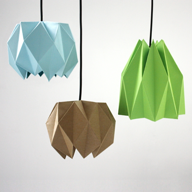 lampe-origami-faire-soi-meme-designs-differents-papier-vert-bleu-marron