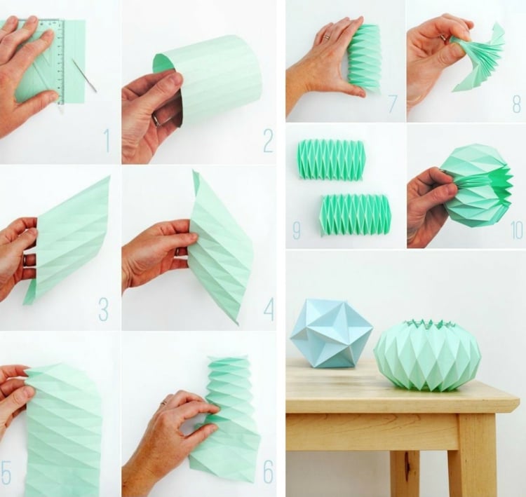 lampe-origami-faire-soi-meme-vert-menthe-lampe-table lampe origami