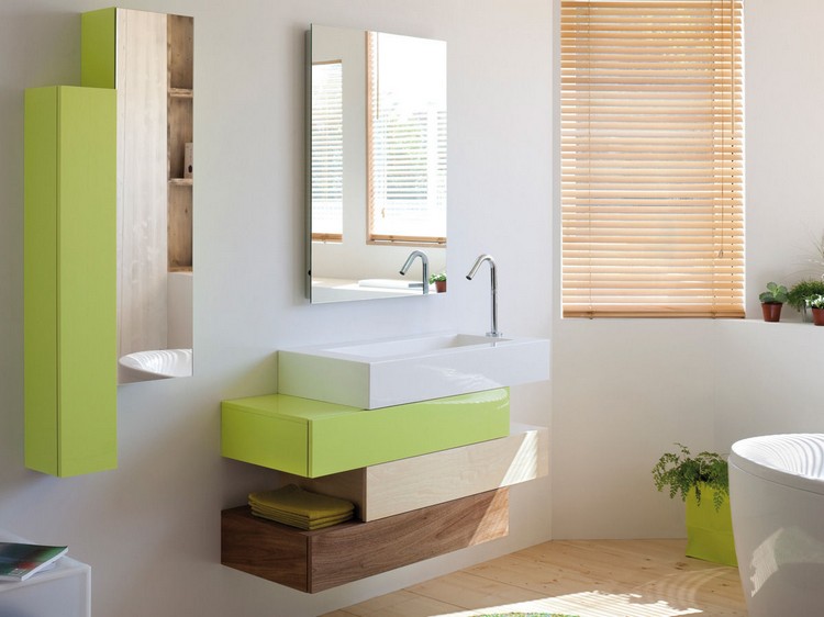 meuble-sous-vasque-salle-bain-tiroirs-lateraux-bois-blanc-vert-Pacific-Sanijura