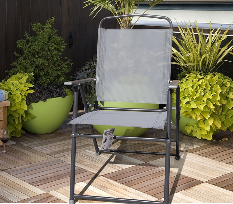mobilier-balcon-chaise-pliante-métal-gris