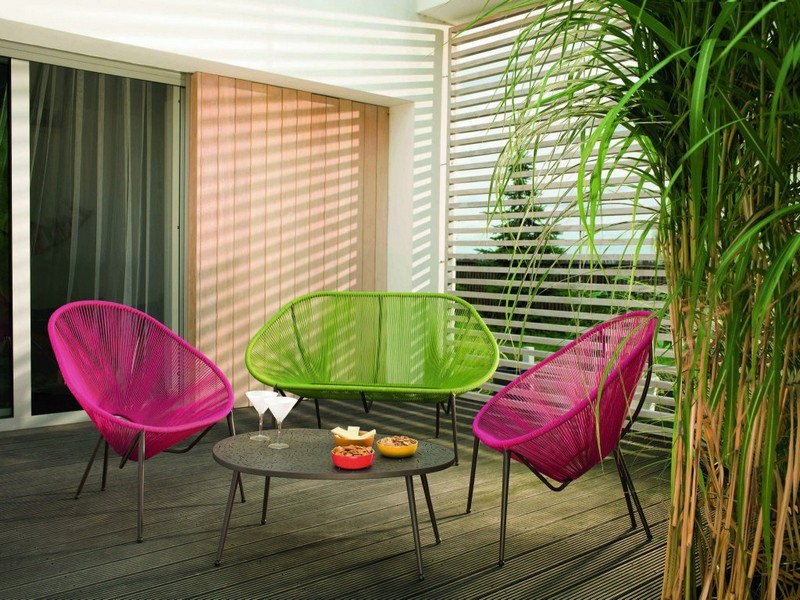 mobilier-balcon-chaises acapulco-vert-rose-fluo