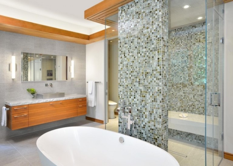 mosaique-salle-bain-moderne-plan-vasque-morceau-pierre-blanche