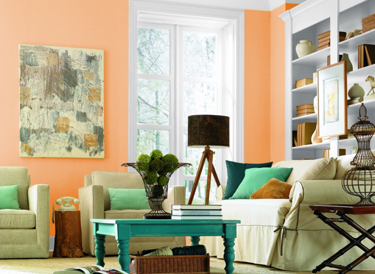 orange-pastel-meubles-beige-clair-table-basse-bois-bleu
