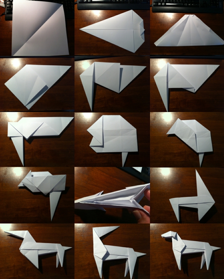 origami-animaux-chien-teckel-blanc